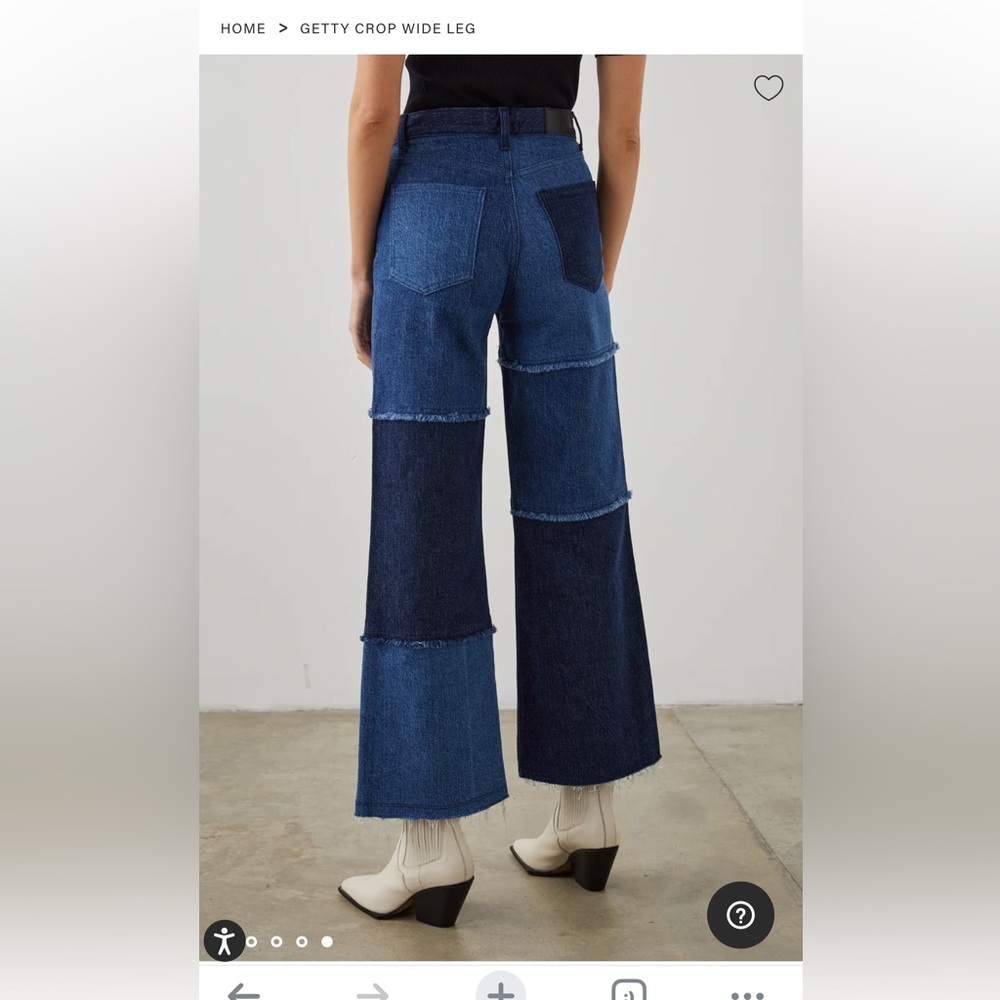 Rails Getty Crop Jeans Womens Size 31 Indigo Patchwork High Rise Wide Leg H - Picture 14 of 16